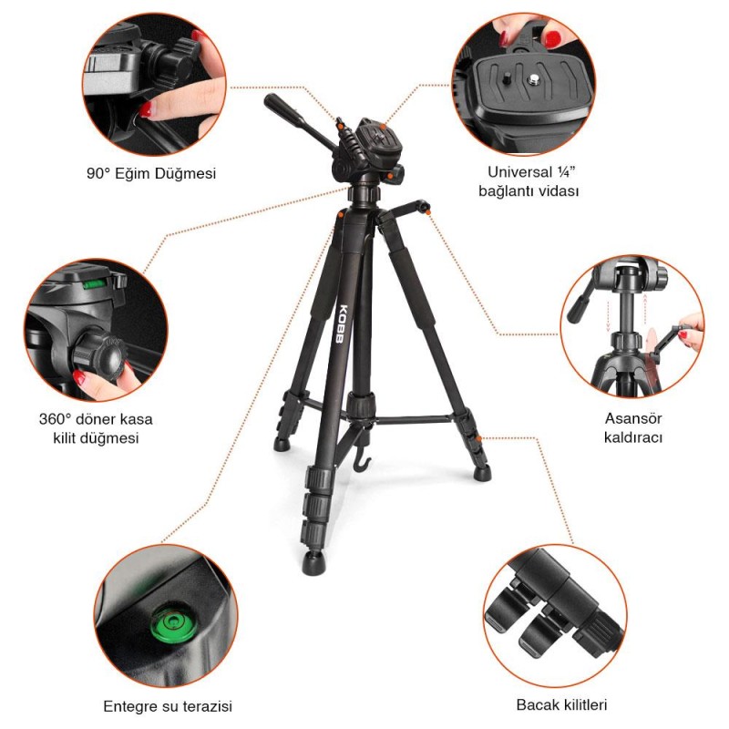 KOBB KBL20T 160CM Su Terazili Profesyonel Alüminyum Lazer Tripod KOBB KBL20T 160CM Su Terazili Profesyonel Alüminyum Lazer Tripod