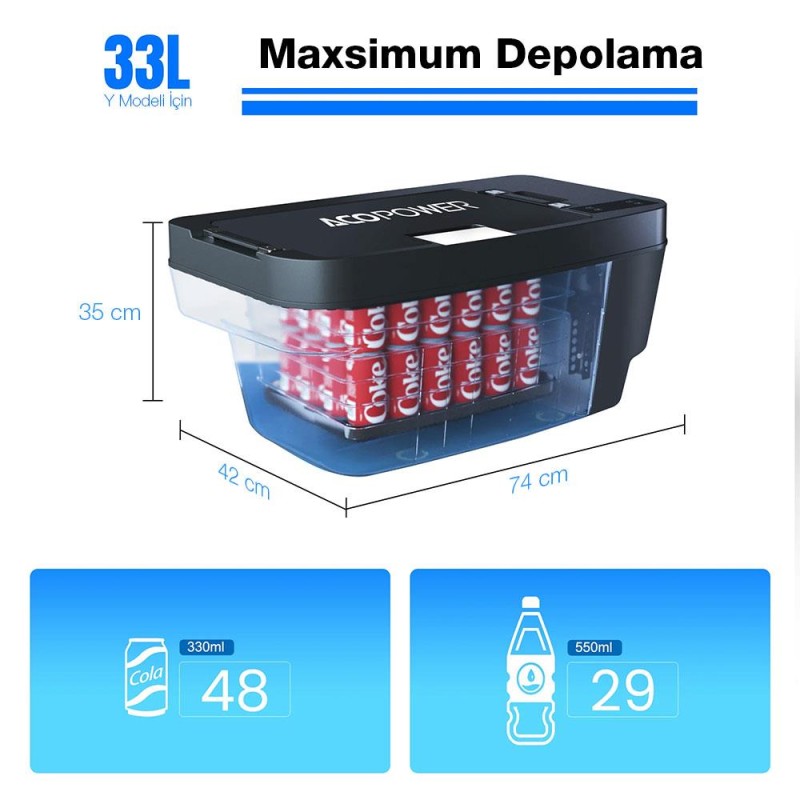 Acopower T35 12/24Volt 33Litre Tesla Model Y ile Uyumlu Kompresörlü Outdoor Oto Buzdolabı Acopower T35 12/24Volt 33Litre Tesla Model Y ile Uyumlu Kompresörlü Outdoor Oto Buzdolabı