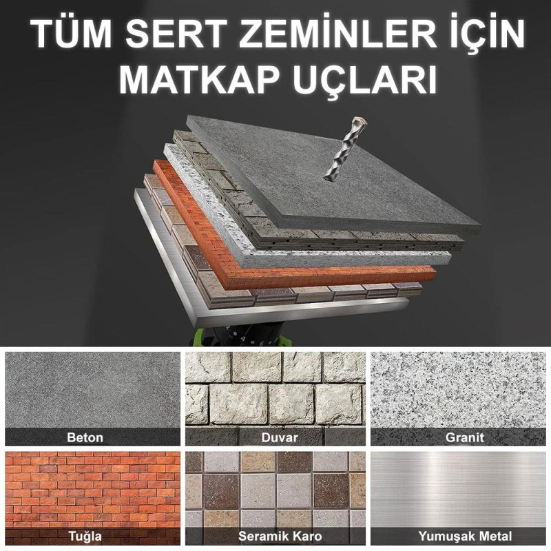 CAT DA04901 8 Parça Tungsten Karbür Beton Matkap Uç Seti CAT DA04901 8 Parça Tungsten Karbür Beton Matkap Uç Seti