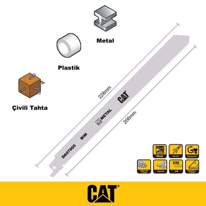 CAT DA07005 228mm 2 Parça Profesyonel Metal/Çivili Ahşap Kesme Tilki Kuyruğu Testere Ucu CAT DA07005 228mm 2 Parça Profesyonel Metal/Çivili Ahşap Kesme Tilki Kuyruğu Testere Ucu
