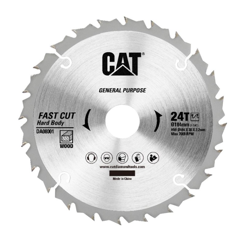 CAT DA08001 184x30mm Ahşap Kesme Elmas, Daire Testere Bıçağı 24 Diş CAT DA08001 184x30mm Ahşap Kesme Elmas, Daire Testere Bıçağı 24 Diş