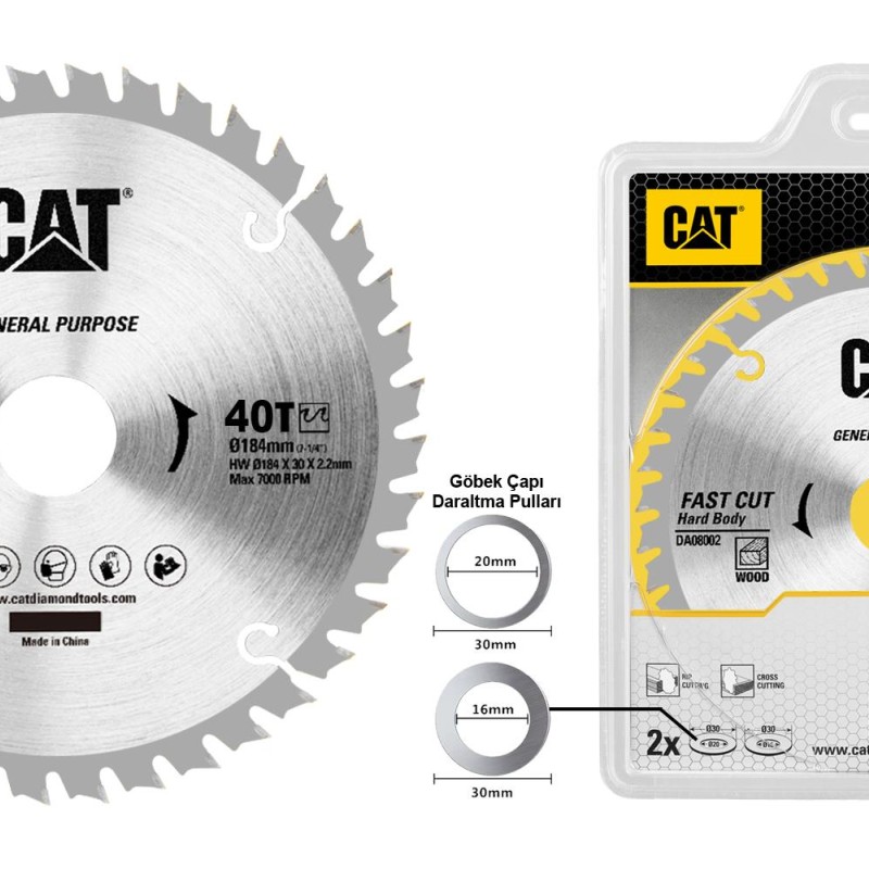 CAT DA08002 184x30mm Ahşap Kesme Elmas, Daire Testere Bıçağı 40 Diş CAT DA08002 184x30mm Ahşap Kesme Elmas, Daire Testere Bıçağı 40 Diş