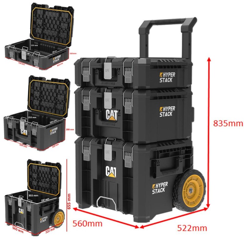 CAT DA41005 HYPER STACK Ağır Hizmet Tipi 3’Lü Tekerlekli Kilitli Takım Çantası Seti CAT DA41005 HYPER STACK Ağır Hizmet Tipi 3’Lü Tekerlekli Kilitli Takım Çantası Seti