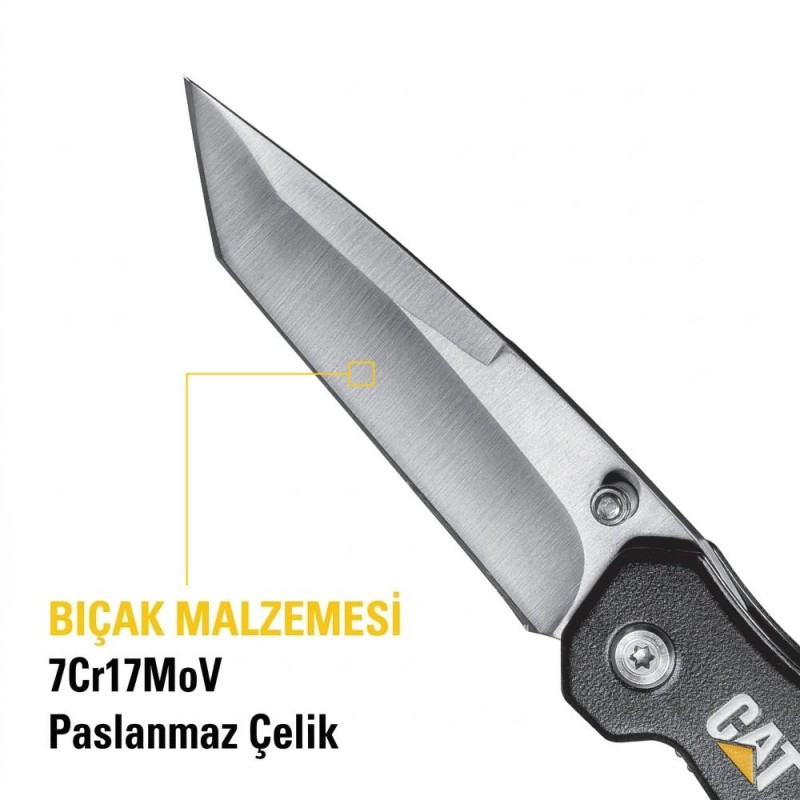 CAT DA980047 Kemer Askı Kancalı Katlanabilir 18CM Paslanmaz Çelik Kamp Çakısı CAT DA980047 Kemer Askı Kancalı Katlanabilir 18CM Paslanmaz Çelik Kamp Çakısı