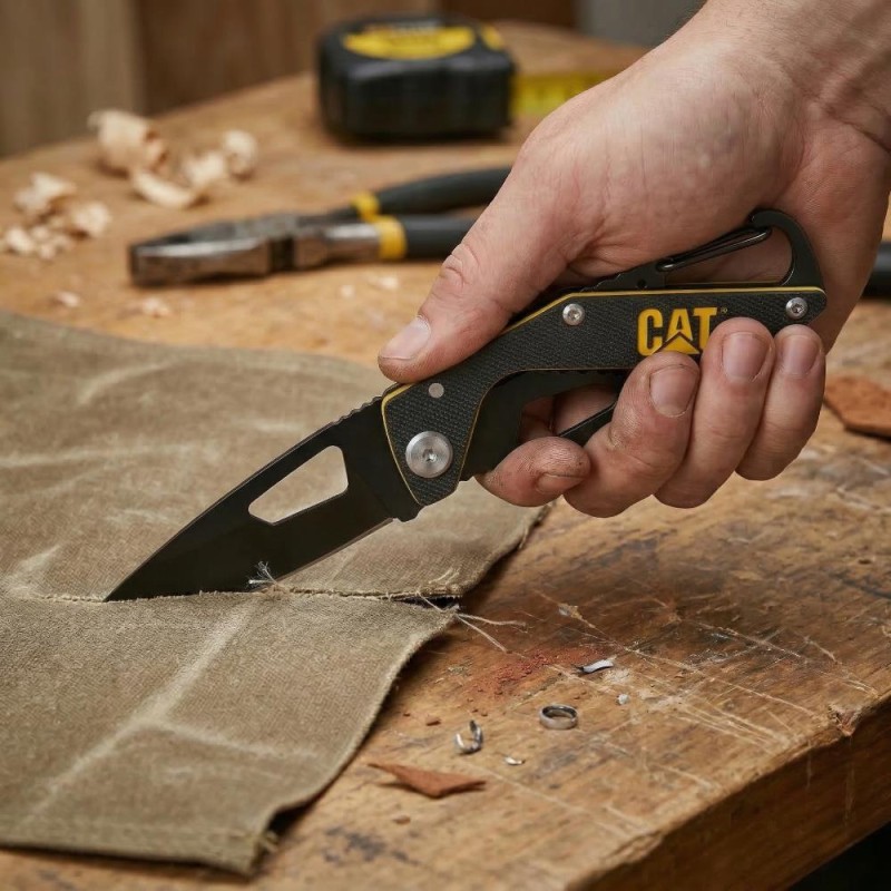 CAT DA980266 Kemer Askı Kancalı Karabinalı Katlanabilir 13CM Paslanmaz Çelik Siyah Kamp Çakısı CAT DA980266 Kemer Askı Kancalı Karabinalı Katlanabilir 13CM Paslanmaz Çelik Siyah Kamp Çakısı