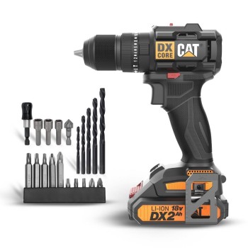 CAT DX1010.1 18Volt 2.0Ah Li-ion Çift Akülü Kömürsüz Profesyonel Şarjlı Darbeli Matkap + 20 Parça Delme Vidalama Uç Seti CAT DX1010.1 18Volt 2.0Ah Li-ion Çift Akülü Kömürsüz Profesyonel Şarjlı Darbeli Matkap + 20 Parça Delme Vidalama Uç Seti