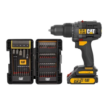 CAT DX1120 18Volt/2.0Ah Li-ion Çift Akülü Kömürsüz Profesyonel Şarjlı Darbeli Matkap + DA01902 45 Parça Vidalama Uç Seti CAT DX1120 18Volt/2.0Ah Li-ion Çift Akülü Kömürsüz Profesyonel Şarjlı Darbeli Matkap + DA01902 45 Parça Vidalama Uç Seti