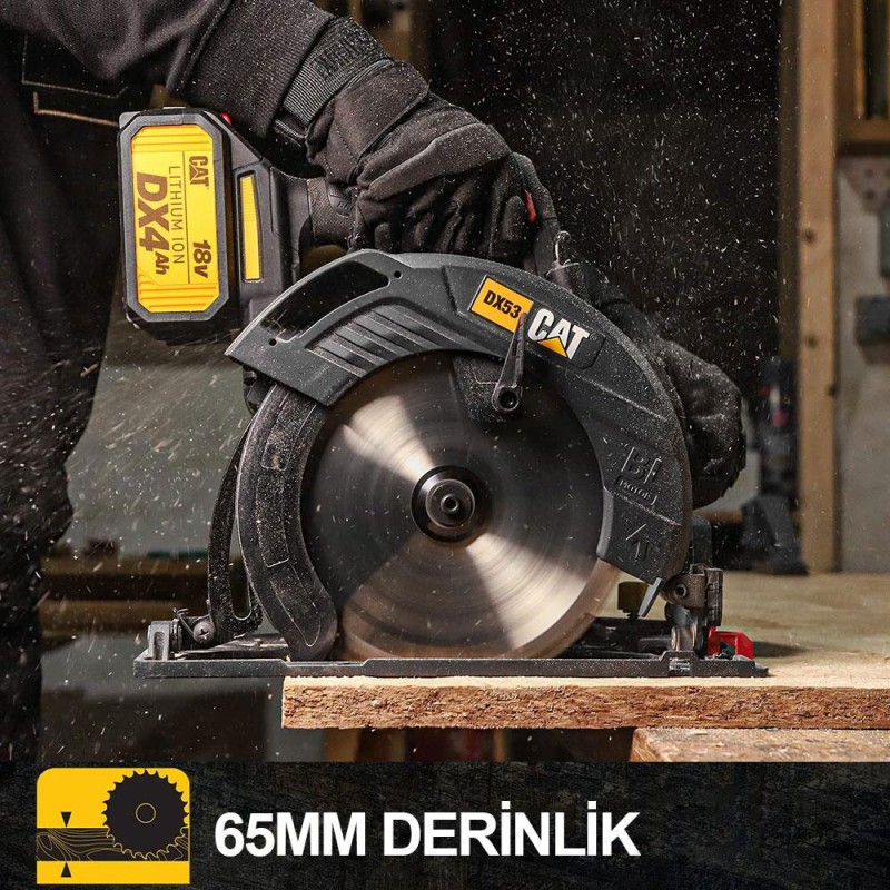 CAT DX53 18Volt 4.0Ah 185mm Kömürsüz Profesyonel Daire Testere CAT DX53 18Volt 4.0Ah 185mm Kömürsüz Profesyonel Daire Testere