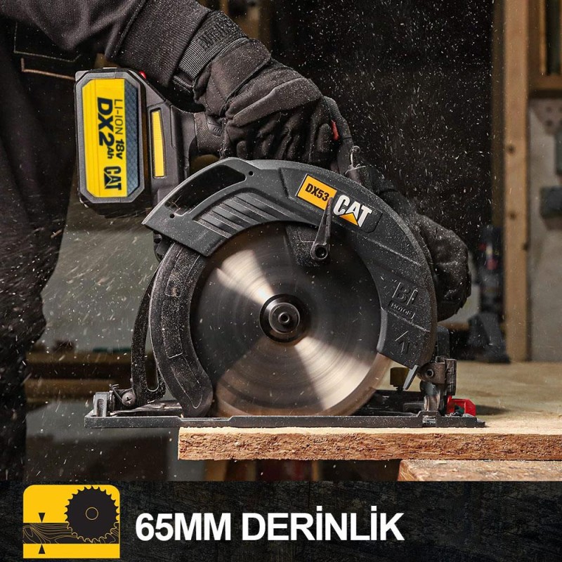 CAT DX53BC 18Volt 2.0Ah Li-ion 185mm Tek Akülü Kömürsüz Profesyonel Daire Testere CAT DX53BC 18Volt 2.0Ah Li-ion 185mm Tek Akülü Kömürsüz Profesyonel Daire Testere