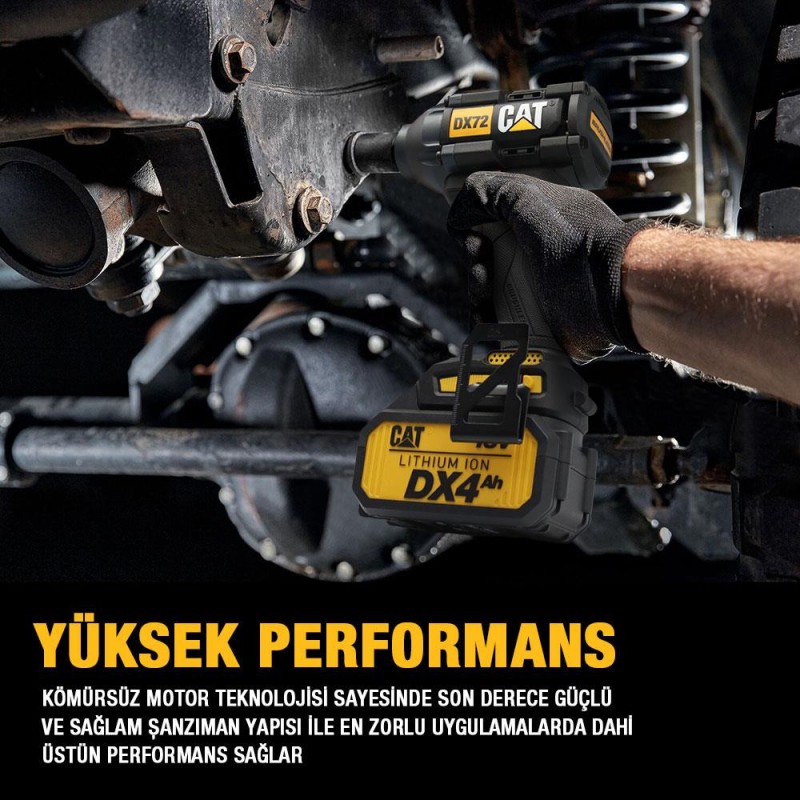 CAT DX72 18Volt/4.0Ah Li-ion Çift Akülü Şarjlı 350Nm Kömürsüz Profesyonel Somun Sıkma CAT DX72 18Volt/4.0Ah Li-ion Çift Akülü Şarjlı 350Nm Kömürsüz Profesyonel Somun Sıkma
