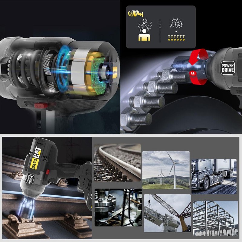 CAT DX73 18Volt 4.0 Ah. Çift Akülü 1700/2100Nm Kömürsüz Profesyonel Şarjlı Somun Sıkma CAT DX73 18Volt 4.0 Ah. Çift Akülü 1700/2100Nm Kömürsüz Profesyonel Şarjlı Somun Sıkma