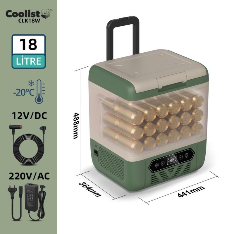 Coolist CLK18W 12/24Volt/ 220Volt 18 Litre Kompresörlü Tekerlekli Outdoor Oto Buzdolabı Coolist CLK18W 12/24Volt/ 220Volt 18 Litre Kompresörlü Tekerlekli Outdoor Oto Buzdolabı