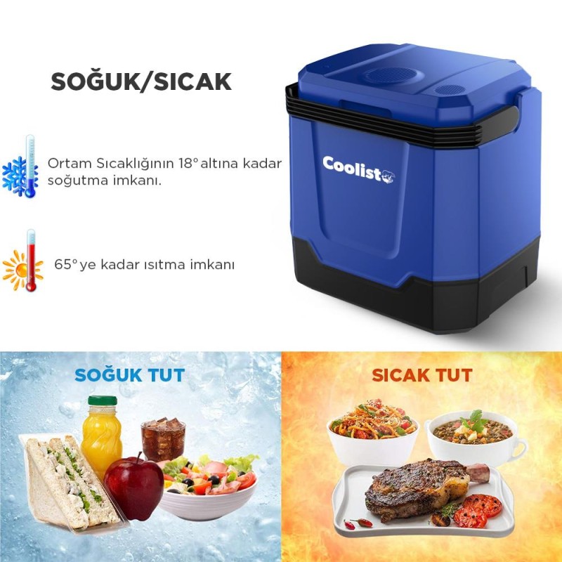 Coolist CLT33 12Volt/220Volt AC/DC 33 Litre Sıcak/Soğuk Oto Buzdolabı Coolist CLT33 12Volt/220Volt AC/DC 33 Litre Sıcak/Soğuk Oto Buzdolabı