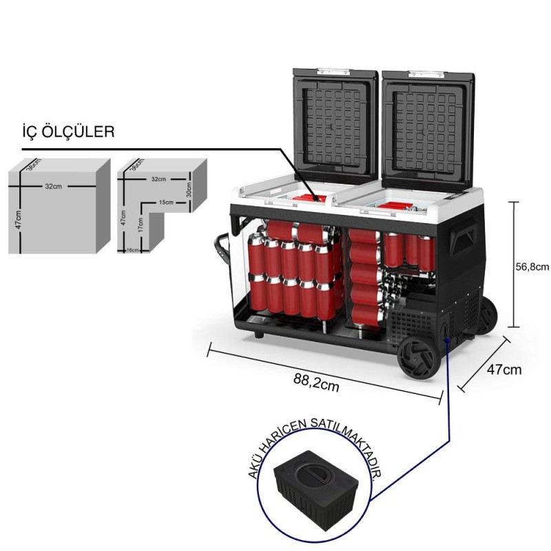 ICECO K95D 12/24Volt 95Lt Akülü/Kablolu/ Çift Bölmeli Kompresörlü Outdoor Oto Buzdolabı/Dondurucu (Akü Dahil Değildir) ICECO K95D 12/24Volt 95Lt Akülü/Kablolu/ Çift Bölmeli Kompresörlü Outdoor Oto Buzdolabı/Dondurucu (Akü Dahil Değildir)