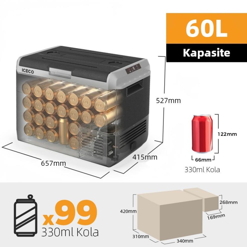 ICECO MCD60D 12/24Volt 60 Litre Kompresörlü Outdoor Oto Buzdolabı ICECO MCD60D 12/24Volt 60 Litre Kompresörlü Outdoor Oto Buzdolabı
