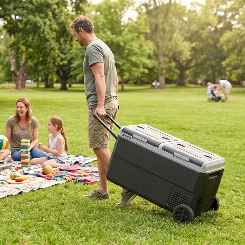 ICECO MCD95D 12/24V 95 Litre Kompresörlü Çift Bölmeli Tekerlekli Outdoor Oto Buzdolabı/Dondurucu ICECO MCD95D 12/24V 95 Litre Kompresörlü Çift Bölmeli Tekerlekli Outdoor Oto Buzdolabı/Dondurucu