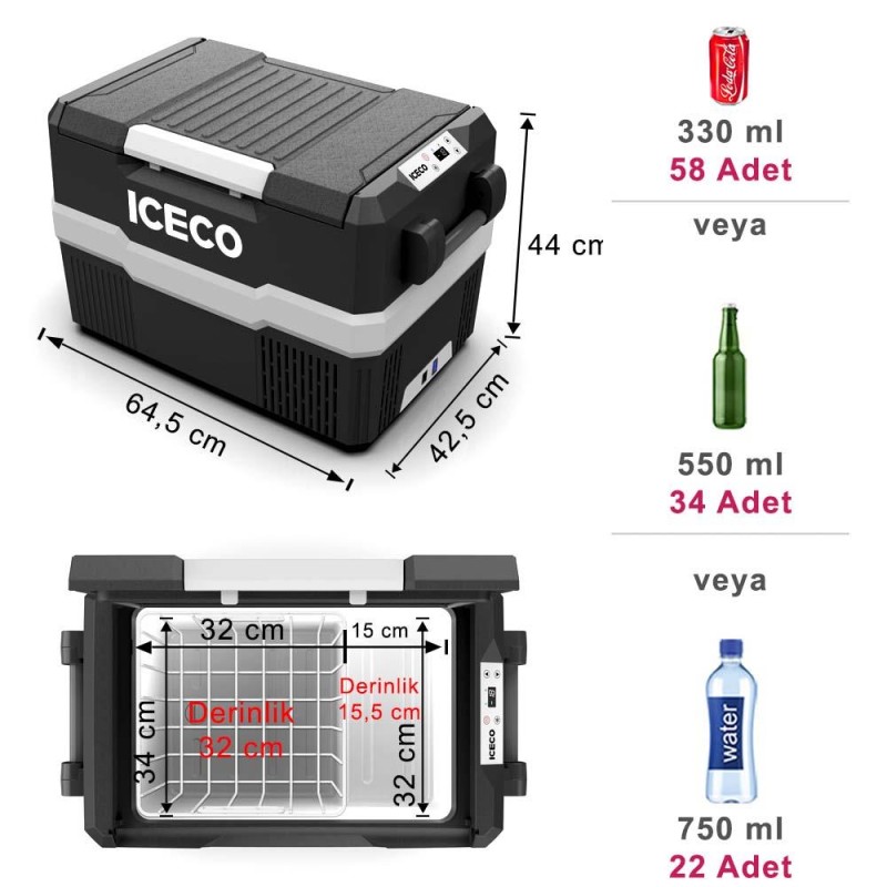 ICECO YCD45S 12/24Volt 43 Litre Outdoor Kompresörlü Oto Buzdolabı ICECO YCD45S 12/24Volt 43 Litre Outdoor Kompresörlü Oto Buzdolabı