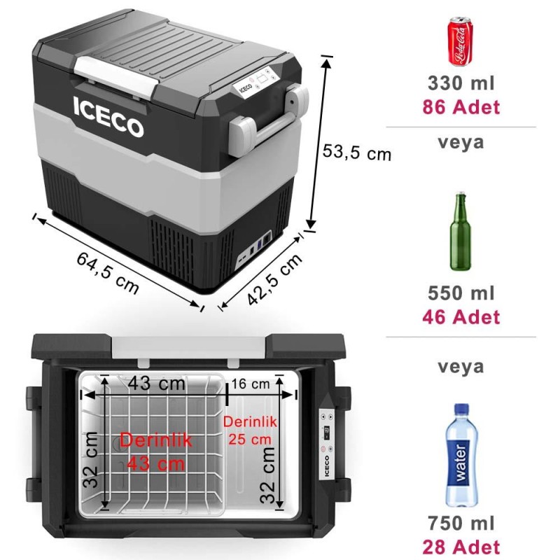 ICECO YCD60S 12/24Volt 56 Litre Outdoor Kompresörlü Oto Buzdolabı ICECO YCD60S 12/24Volt 56 Litre Outdoor Kompresörlü Oto Buzdolabı
