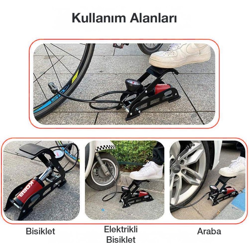 KOBB KB0901 87PSI Analog Basınç Göstergeli Ayak Pompası KOBB KB0901 87PSI Analog Basınç Göstergeli Ayak Pompası