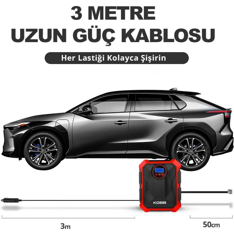 KOBB KB200 12Volt 150 PSI Ayarlanabilir Dijital Basınç Göstergeli Hava Lastik Şişirme Pompası KOBB KB200 12Volt 150 PSI Ayarlanabilir Dijital Basınç Göstergeli Hava Lastik Şişirme Pompası