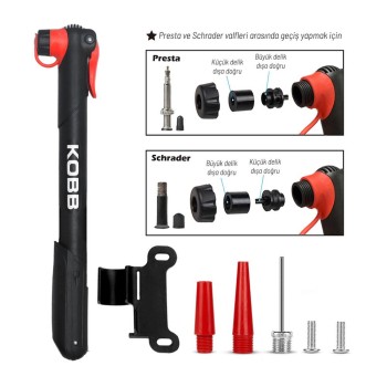KOBB KB21 87 PSI Bisiklet Lastik Şişirme Taşınabilir Mini El Pompası + Bisiklet Montaj Aparatı KOBB KB21 87 PSI Bisiklet Lastik Şişirme Taşınabilir Mini El Pompası + Bisiklet Montaj Aparatı