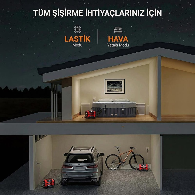 KOBB KB301 12Volt 220Volt 150 PSI Ayarlanabilir Dijital Basınç Göstergeli Lastik ve Yatak Şişirme Pompası KOBB KB301 12Volt 220Volt 150 PSI Ayarlanabilir Dijital Basınç Göstergeli Lastik ve Yatak Şişirme Pompası