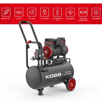 KOBB KBK25S 1.7HP 25Lt 8Bar Yağsız Sessiz Taşınabilir Hava Kompresörü KOBB KBK25S 1.7HP 25Lt 8Bar Yağsız Sessiz Taşınabilir Hava Kompresörü
