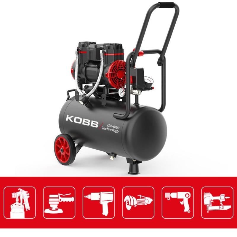 KOBB KBK25S 1.7HP 25Lt 8Bar Yağsız Sessiz Taşınabilir Hava Kompresörü KOBB KBK25S 1.7HP 25Lt 8Bar Yağsız Sessiz Taşınabilir Hava Kompresörü