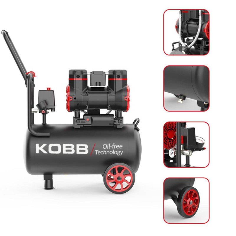 KOBB KBK25S 1.7HP 25Lt 8Bar Yağsız Sessiz Taşınabilir Hava Kompresörü KOBB KBK25S 1.7HP 25Lt 8Bar Yağsız Sessiz Taşınabilir Hava Kompresörü