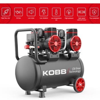 KOBB KBK50S2 4.0HP 50Lt 8Bar Çift Motorlu Yağsız Sessiz Taşınabilir Hava Kompresörü KOBB KBK50S2 4.0HP 50Lt 8Bar Çift Motorlu Yağsız Sessiz Taşınabilir Hava Kompresörü