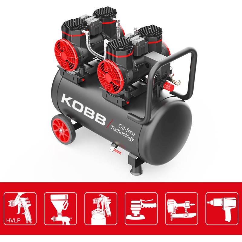 KOBB KBK50S2 4.0HP 50Lt 8Bar Çift Motorlu Yağsız Sessiz Taşınabilir Hava Kompresörü KOBB KBK50S2 4.0HP 50Lt 8Bar Çift Motorlu Yağsız Sessiz Taşınabilir Hava Kompresörü