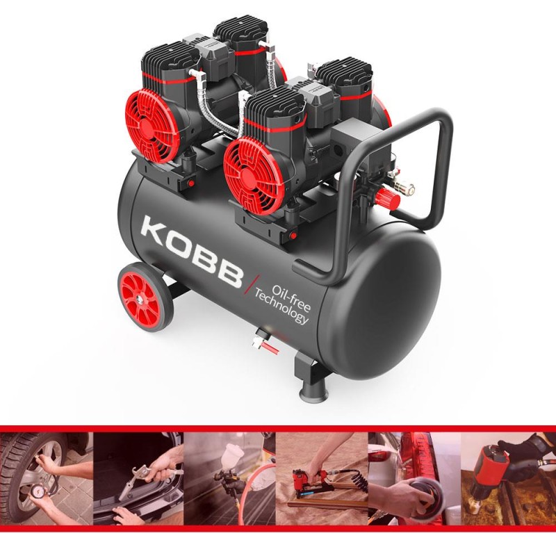 KOBB KBK50S2 4.0HP 50Lt 8Bar Çift Motorlu Yağsız Sessiz Taşınabilir Hava Kompresörü KOBB KBK50S2 4.0HP 50Lt 8Bar Çift Motorlu Yağsız Sessiz Taşınabilir Hava Kompresörü