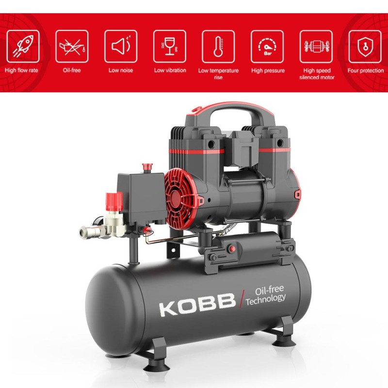 KOBB KBK8S 1.2HP 8Lt 8Bar Yağsız Sessiz Taşınabilir Hava Kompresörü KOBB KBK8S 1.2HP 8Lt 8Bar Yağsız Sessiz Taşınabilir Hava Kompresörü