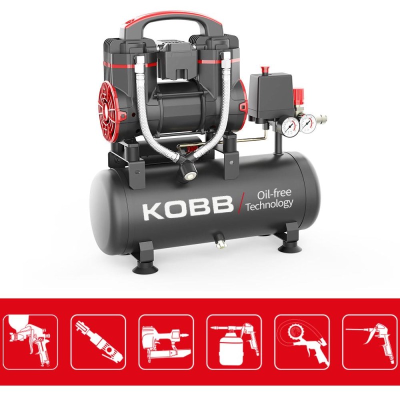 KOBB KBK8S 1.2HP 8Lt 8Bar Yağsız Sessiz Taşınabilir Hava Kompresörü KOBB KBK8S 1.2HP 8Lt 8Bar Yağsız Sessiz Taşınabilir Hava Kompresörü