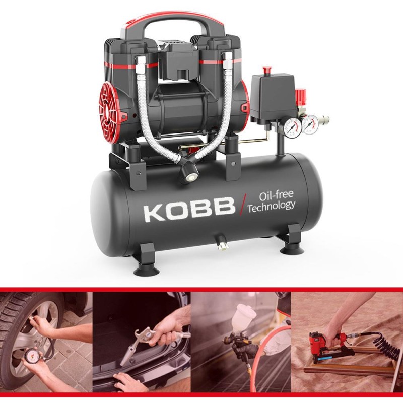 KOBB KBK8S 1.2HP 8Lt 8Bar Yağsız Sessiz Taşınabilir Hava Kompresörü KOBB KBK8S 1.2HP 8Lt 8Bar Yağsız Sessiz Taşınabilir Hava Kompresörü