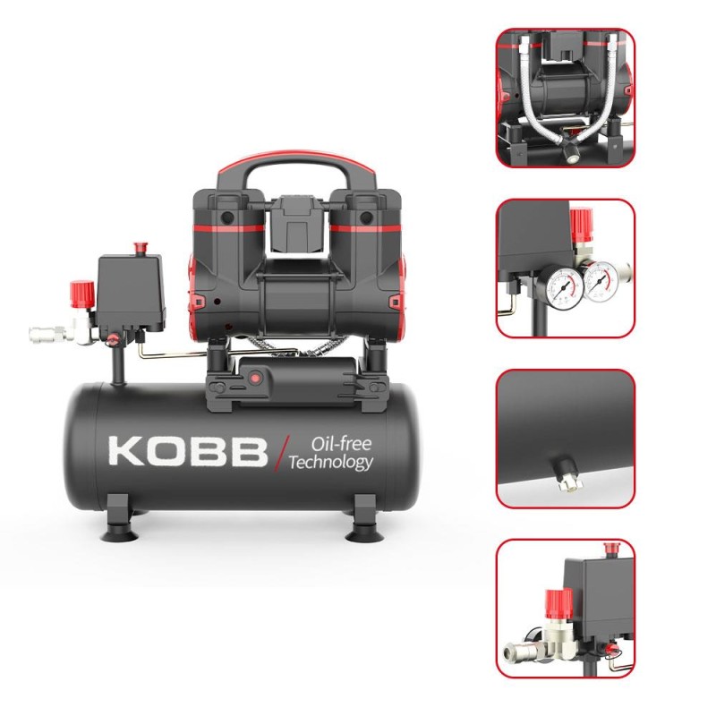 KOBB KBK8S 1.2HP 8Lt 8Bar Yağsız Sessiz Taşınabilir Hava Kompresörü KOBB KBK8S 1.2HP 8Lt 8Bar Yağsız Sessiz Taşınabilir Hava Kompresörü