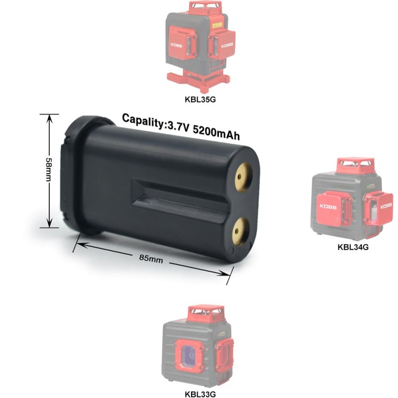 KOBB KBL01 3.7Volt/5200mAh Li-ion Lazer Hizalama Yedek Aküsü KOBB KBL01 3.7Volt/5200mAh Li-ion Lazer Hizalama Yedek Aküsü