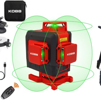 KOBB KBL35GTP Profesyonel Li-ion Şarjlı 4X360⁰ Otomatik Hizalamalı Yeşil Çapraz Çizgi Lazer Distomat+Tripod