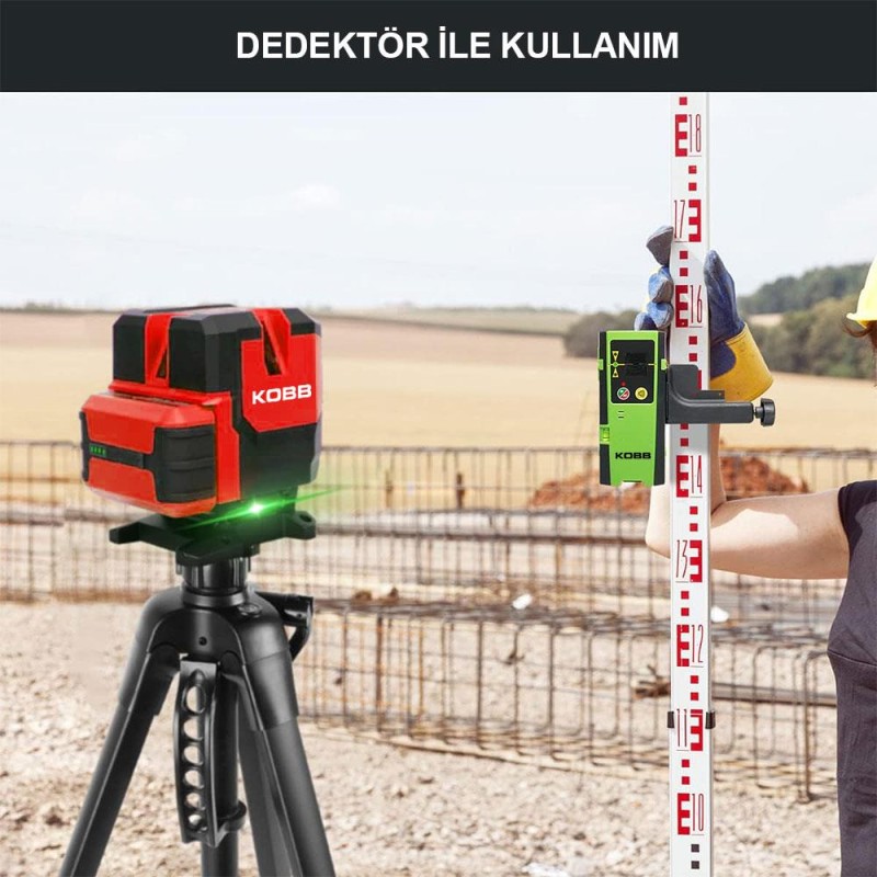 KOBB KBL41G 30Metre 4x90⁰/1x360⁰ Otomatik Hizalamalı Li-ion Çift Akülü Profesyonel Yeşil Çapraz Çizgi Lazer Distomat KOBB KBL41G 30Metre 4x90⁰/1x360⁰ Otomatik Hizalamalı Li-ion Çift Akülü Profesyonel Yeşil Çapraz Çizgi Lazer Distomat