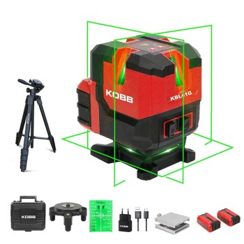 KOBB KBL41GTP 30M 4x90⁰/1x360⁰ Otomatik Hizalamalı Li-ion Çift Akü Profesyonel Yeşil Çizgi Lazer Distomat + Tripod KOBB KBL41GTP 30M 4x90⁰/1x360⁰ Otomatik Hizalamalı Li-ion Çift Akü Profesyonel Yeşil Çizgi Lazer Distomat + Tripod
