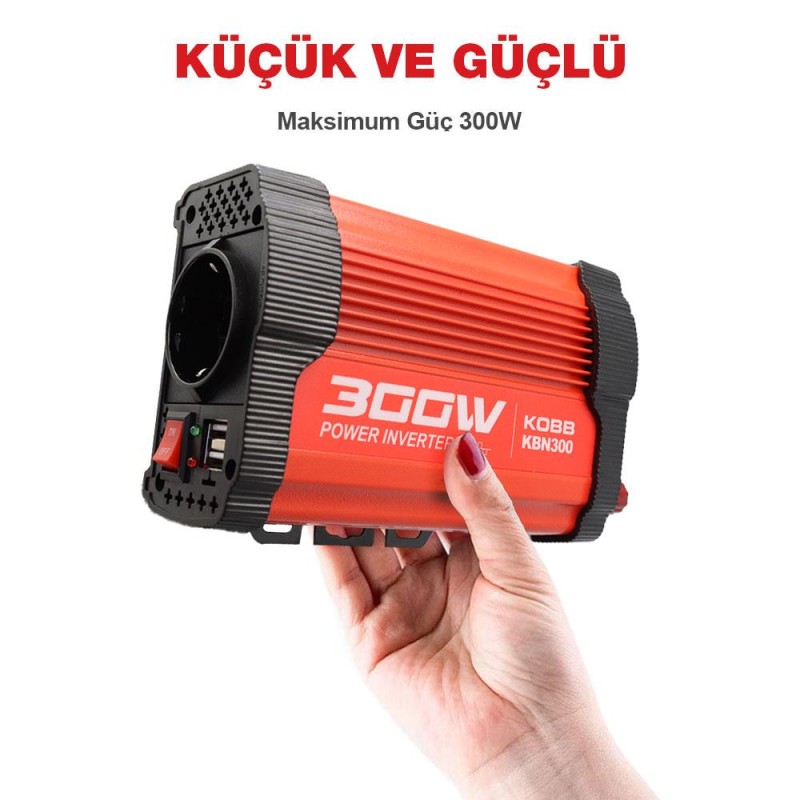 KOBB KBN300 12V/220V 300Watt Modifiye Sinüs Dönüştürücü İnvertör KOBB KBN300 12V/220V 300Watt Modifiye Sinüs Dönüştürücü İnvertör