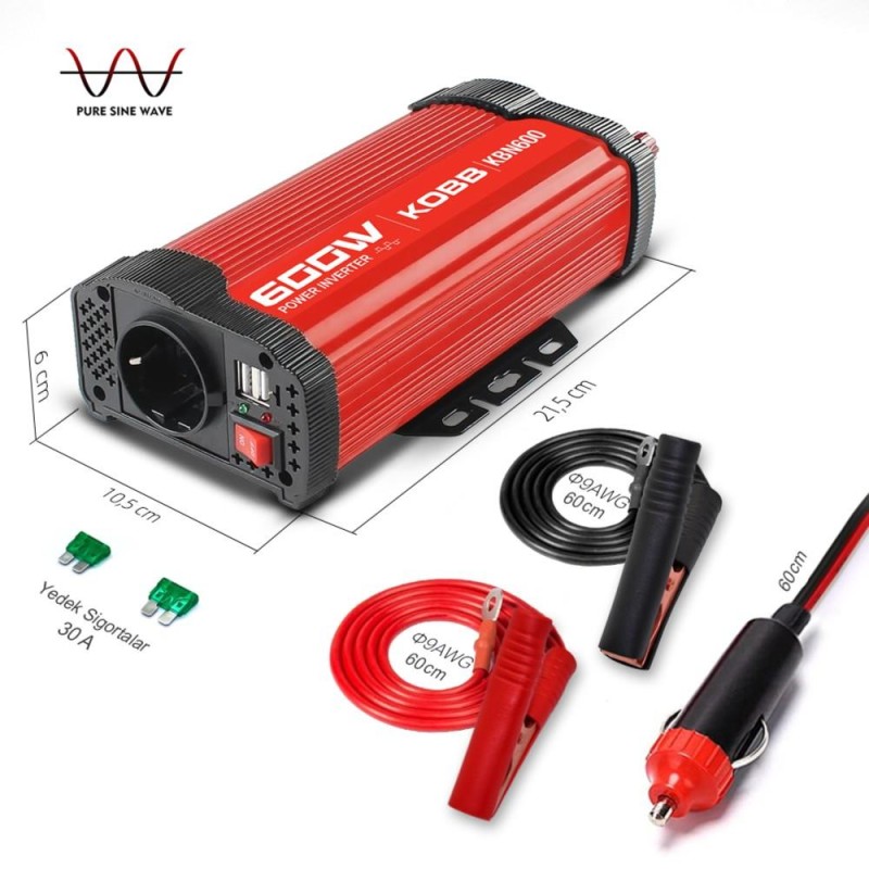 KOBB KBN600 12V/220V 600Watt Modifiye Sinüs Dönüştürücü İnvertör KOBB KBN600 12V/220V 600Watt Modifiye Sinüs Dönüştürücü İnvertör