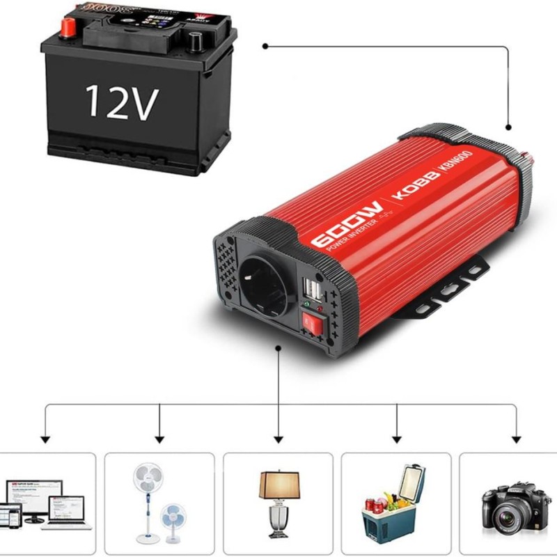 KOBB KBN600 12V/220V 600Watt Modifiye Sinüs Dönüştürücü İnvertör KOBB KBN600 12V/220V 600Watt Modifiye Sinüs Dönüştürücü İnvertör