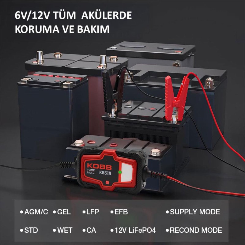 KOBB KBS1A 6V/12V 30Ah Akıllı Akü Şarj ve Akü Bakım / Desülfatör KOBB KBS1A 6V/12V 30Ah Akıllı Akü Şarj ve Akü Bakım / Desülfatör