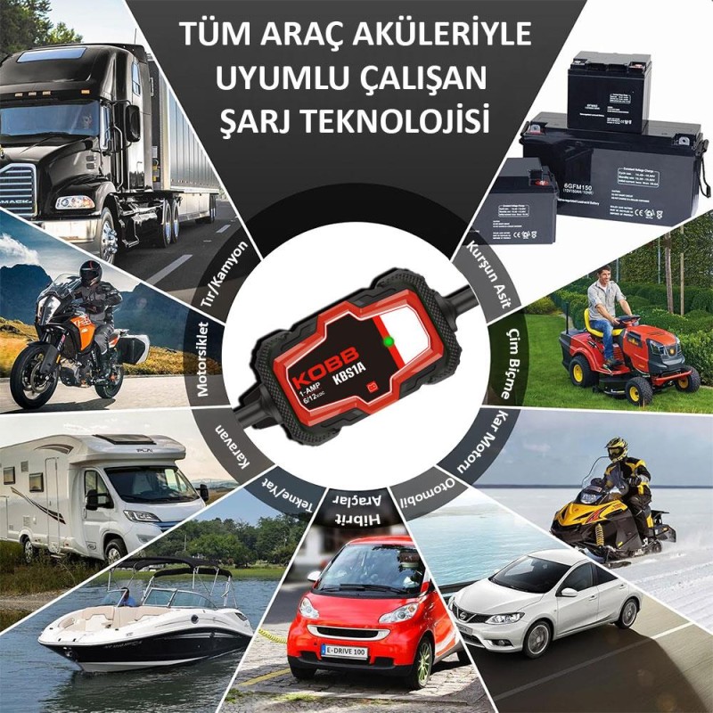 KOBB KBS1A 6V/12V 30Ah Akıllı Akü Şarj ve Akü Bakım / Desülfatör KOBB KBS1A 6V/12V 30Ah Akıllı Akü Şarj ve Akü Bakım / Desülfatör