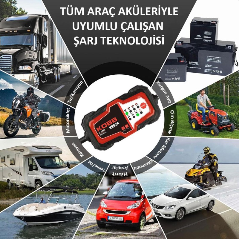 KOBB KBS2A 6V/12V 60Ah Akıllı Akü Şarj ve Akü Bakım / Desülfatör KOBB KBS2A 6V/12V 60Ah Akıllı Akü Şarj ve Akü Bakım / Desülfatör