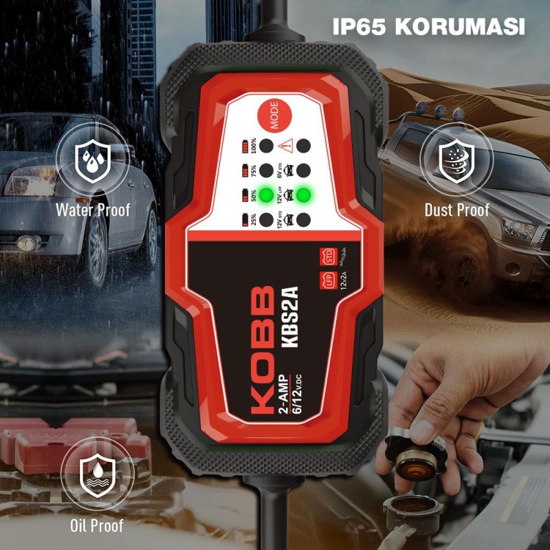 KOBB KBS2A 6V/12V 60Ah Akıllı Akü Şarj ve Akü Bakım / Desülfatör KOBB KBS2A 6V/12V 60Ah Akıllı Akü Şarj ve Akü Bakım / Desülfatör