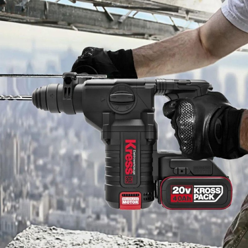 Kress KUC61.2 20Volt 4.0Ah. 2.2J Li-ion Çift Akülü Kömürsüz Profesyonel SDS-Plus Pnömatik Kırıcı/Delici Kress KUC61.2 20Volt 4.0Ah. 2.2J Li-ion Çift Akülü Kömürsüz Profesyonel SDS-Plus Pnömatik Kırıcı/Delici