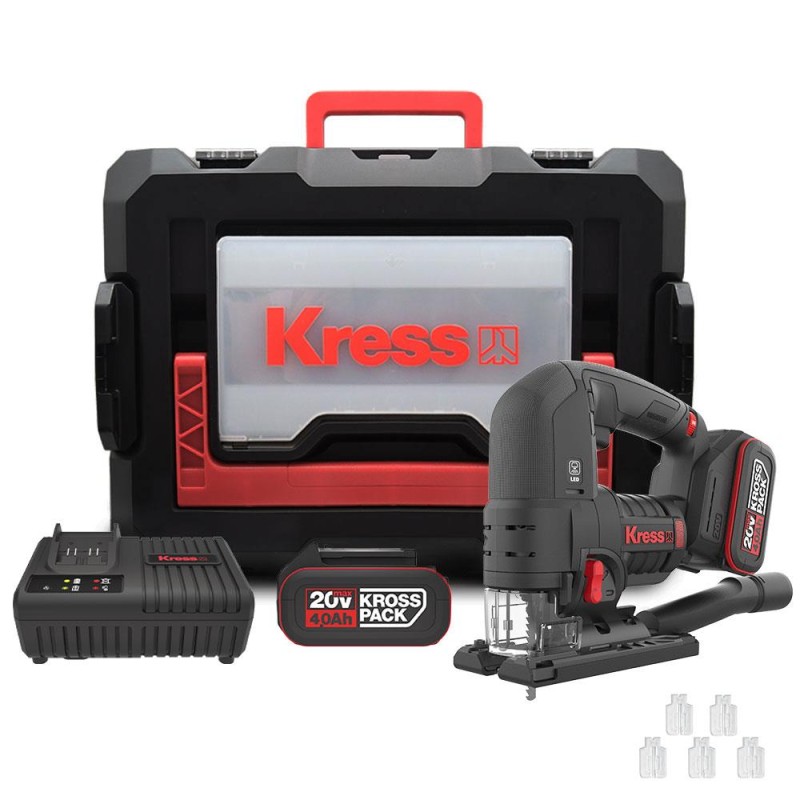 Kress KUE26 20Volt 4.0Ah Li-ion Çift Akülü Profesyonel Kömürsüz Devir Ayarlı Şarjlı Dekupaj Testere Kress KUE26 20Volt 4.0Ah Li-ion Çift Akülü Profesyonel Kömürsüz Devir Ayarlı Şarjlı Dekupaj Testere