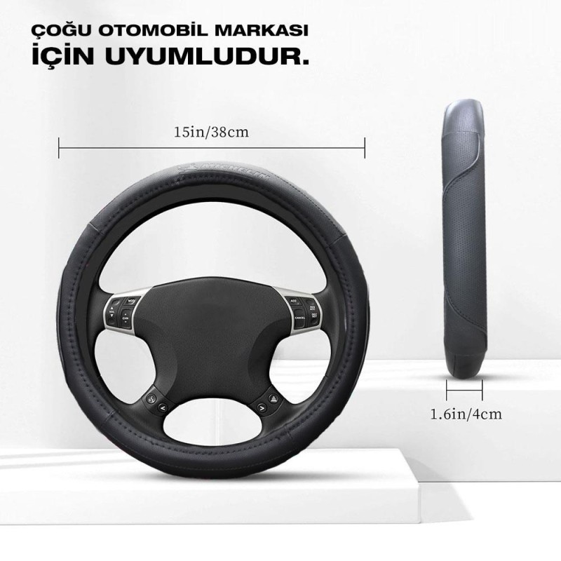 Michelin MC1003NR Premium Suni Deri Direksiyon Kılıfı KIRMIZI Michelin MC1003NR Premium Suni Deri Direksiyon Kılıfı KIRMIZI